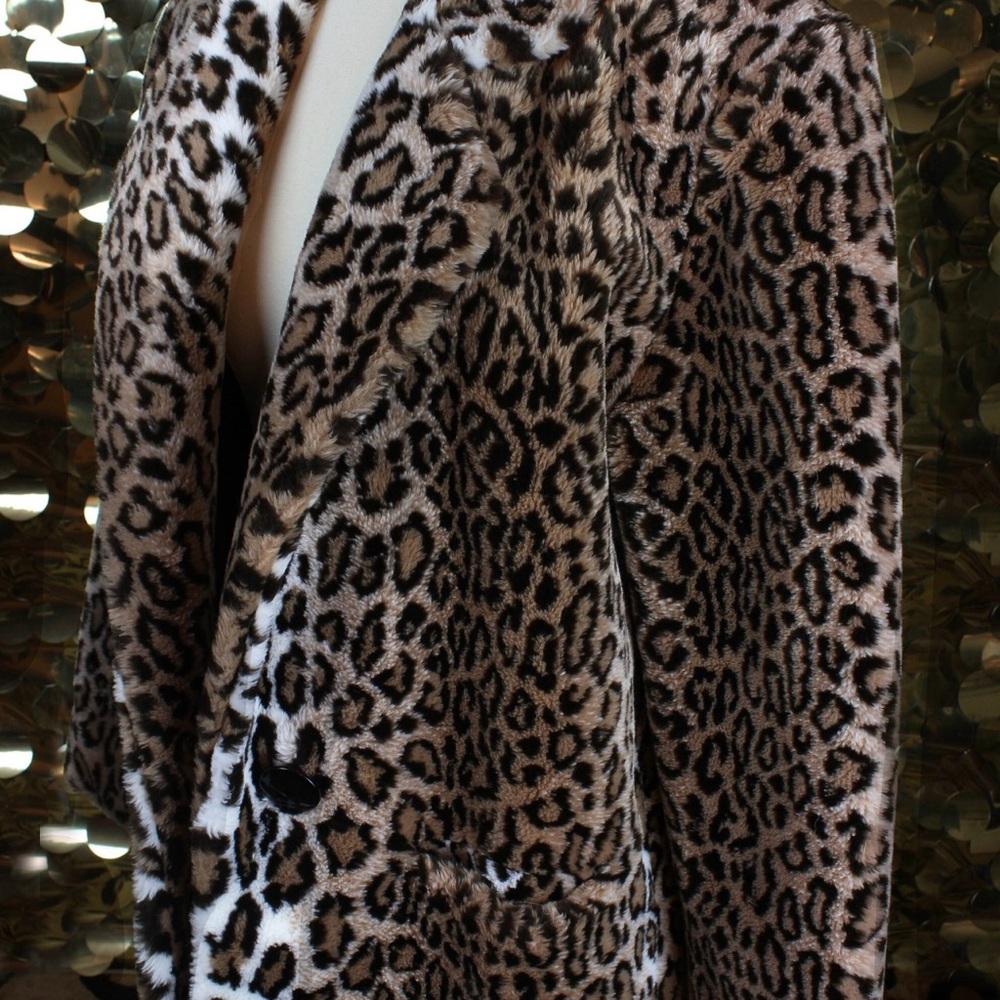 Vintage Leopard Print Faux Fur Coat